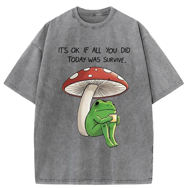 indifferent frog washed t-shirt for daily wear
