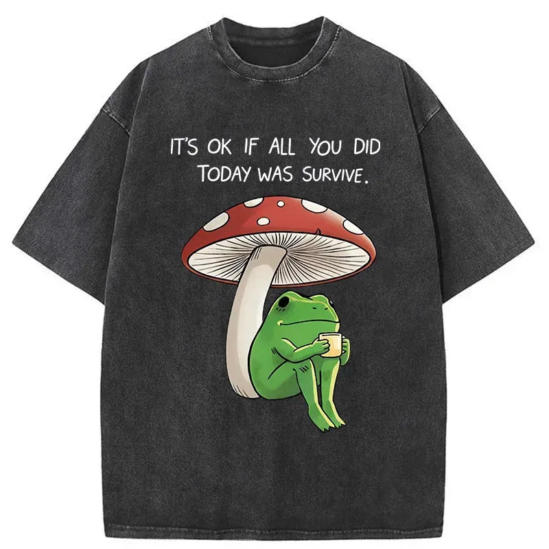 indifferent frog washed t-shirt for daily wear