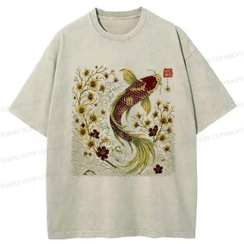 Japanese Koi Fish Washed Tee On Sale