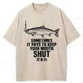 Kyoto-Lion Funny Fish Shut Up Washed T-Shirt