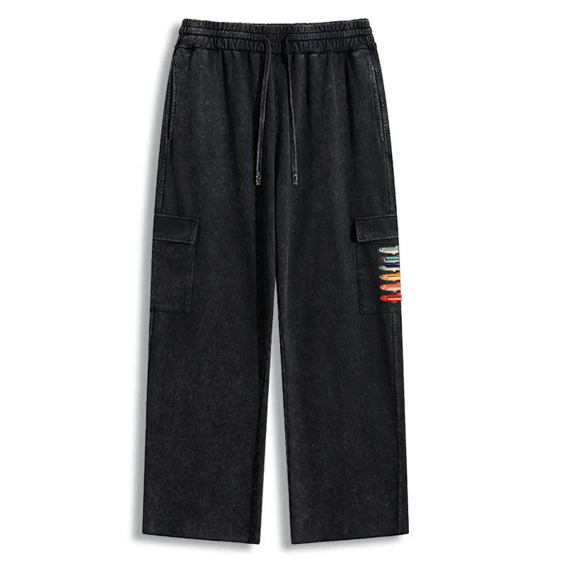 Kyoto-Lion Colorful Fish Stack Washed Utility Sweatpants