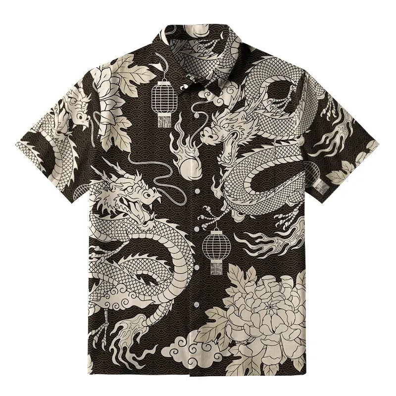 Japanese Dragon Button-up Shirt Gift Idea
