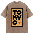 Kyoto-Lion Tokyo Pattern Washed T-Shirt
