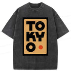 Kyoto-Lion Tokyo Pattern Washed T-Shirt
