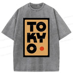 Kyoto-Lion Tokyo Pattern Washed T-Shirt
