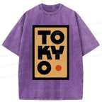 Kyoto-Lion Tokyo Pattern Washed T-Shirt