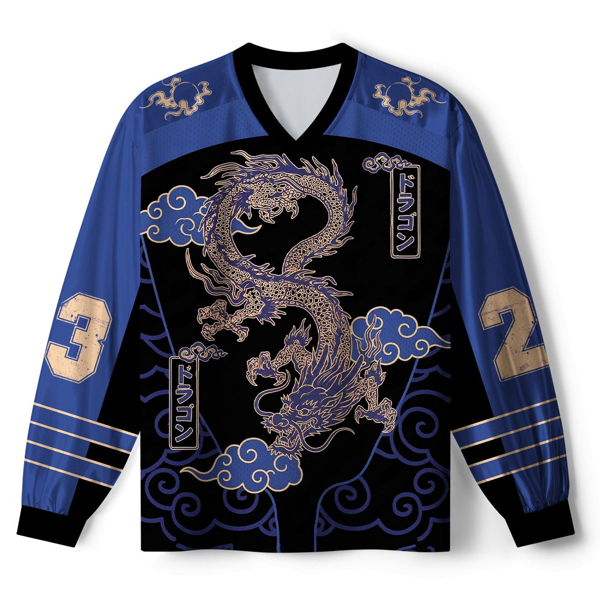 Kyoto-Lion Oriental Cloud Dragon Paneled Long Sleeve Jersey