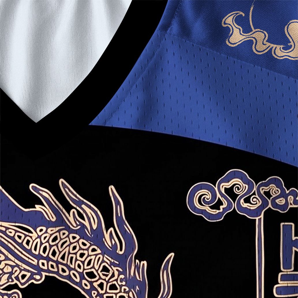 Kyoto-Lion Oriental Cloud Dragon Paneled Long Sleeve Jersey