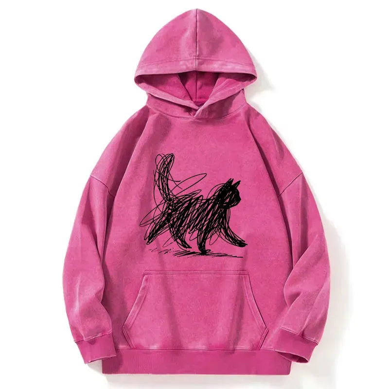 Japanese minimalist cat art hoodie