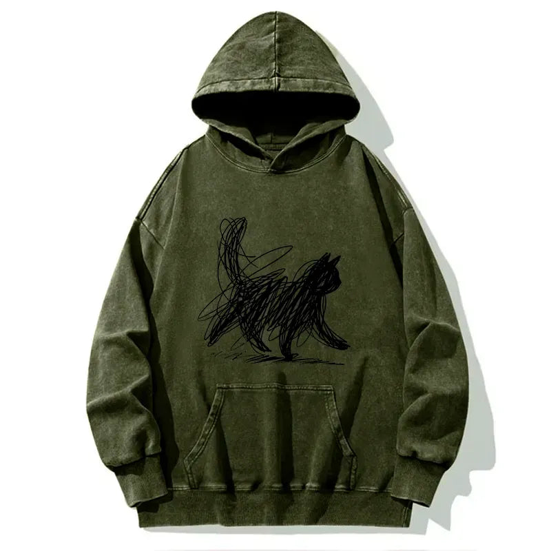 Washed cat hoodie on sale