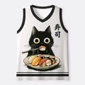 Kyoto-Lion Vintage Japanese Sushi Cat Mesh Tank Top