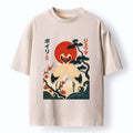 Kyoto-Lion Twin Red Cranes Long Life Art Washed T-Shirt