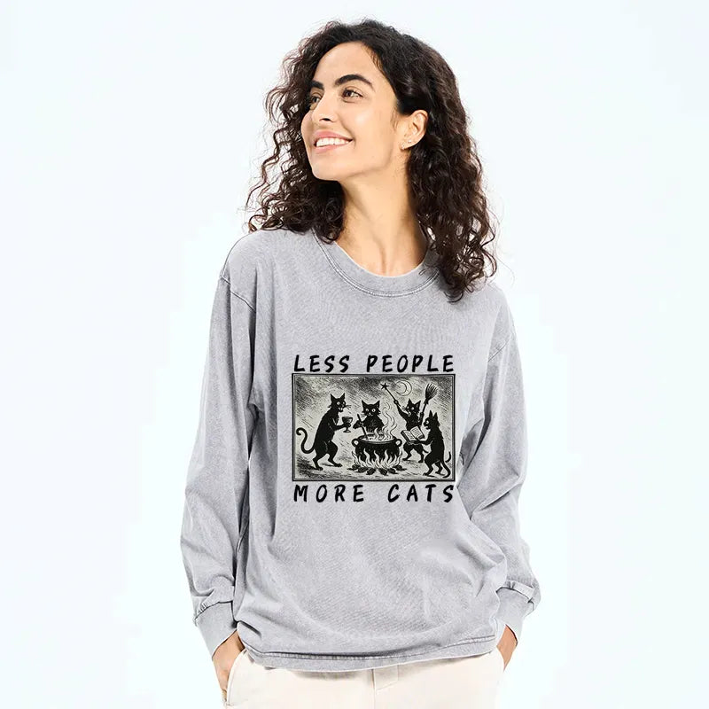 Washed Japanese Cat Long Sleeve for Everyday