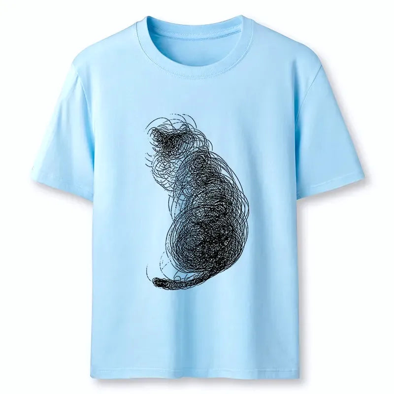 Kyoto-Lion Chaotic Line Art Of A Curled Cat Classic T-Shirt