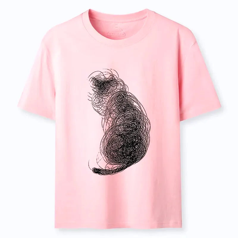 Kyoto-Lion Chaotic Line Art Of A Curled Cat Classic T-Shirt