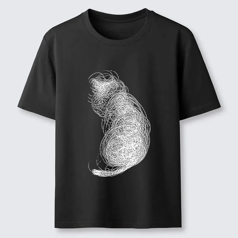 Kyoto-Lion Chaotic Line Art Of A Curled Cat Classic T-Shirt