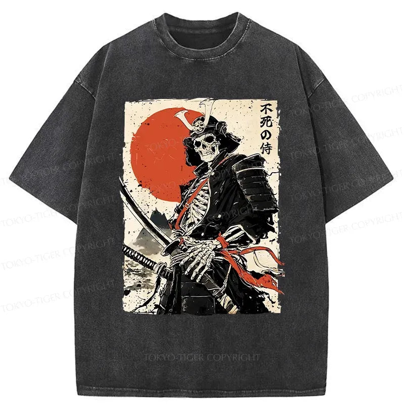 Kyoto-Lion Mighty General Skeleton Japan Bonsai Washed T-Shirt