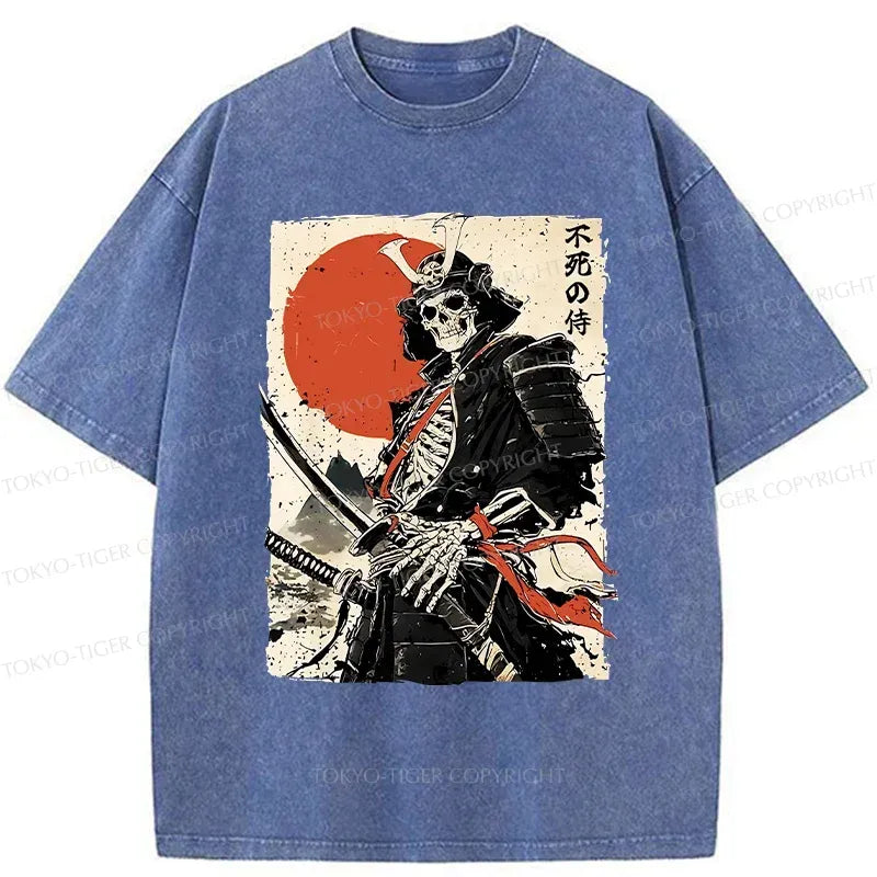 Kyoto-Lion Mighty General Skeleton Japan Bonsai Washed T-Shirt