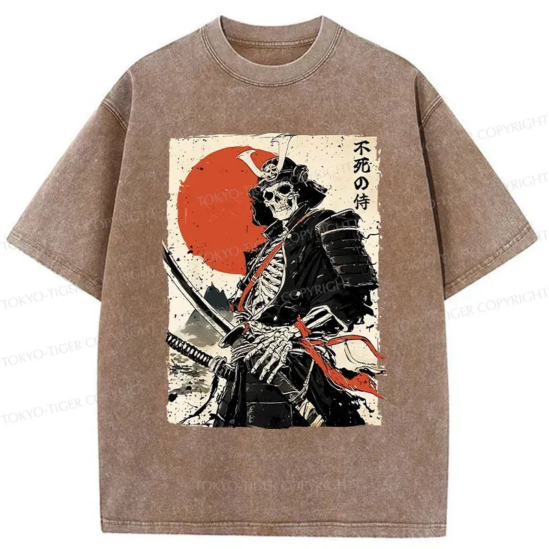 Kyoto-Lion Mighty General Skeleton Japan Bonsai Washed T-Shirt