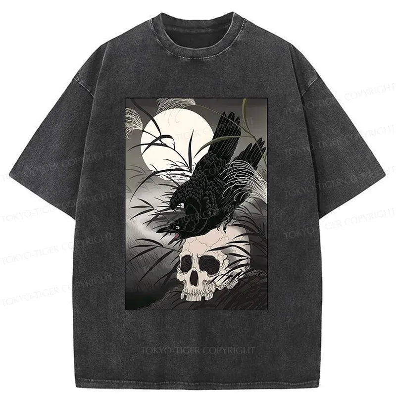 Japanese Ukiyoe Crow Washed T-Shirt
