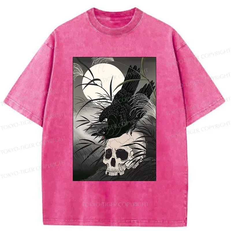 Kyoto-Lion Ukiyoe Crow Washed T-Shirt