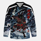 Kyoto-Lion Shadow Samurai Cat Long-Sleeve Hockey Jersey