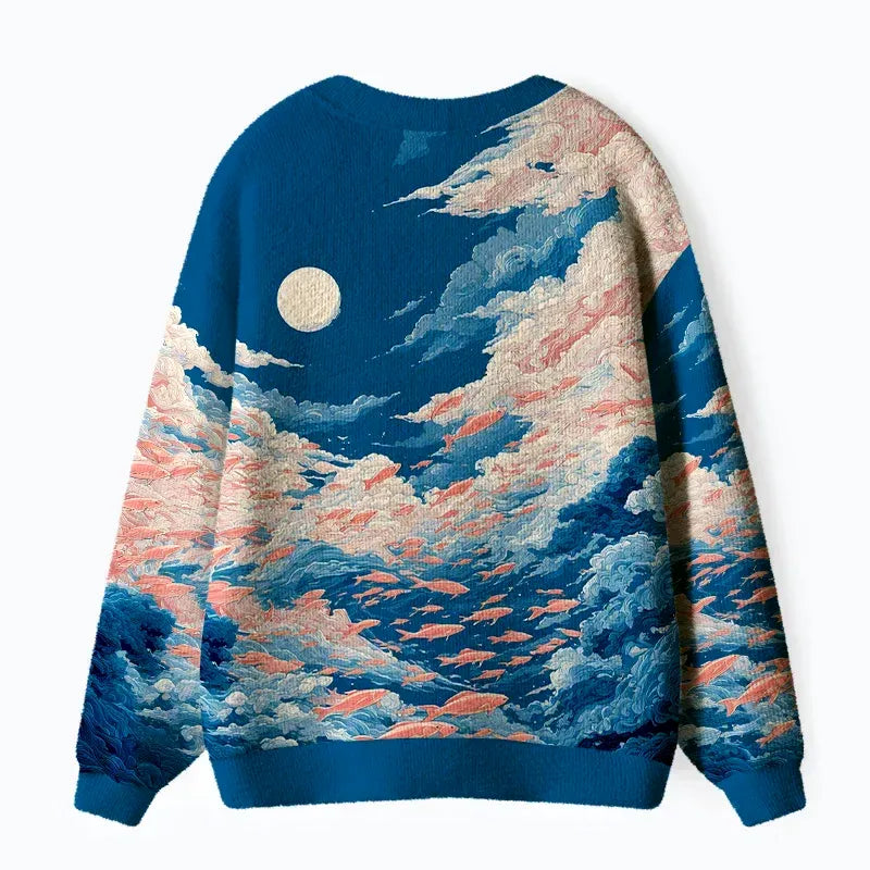 Kyoto-Lion Fish Soaring In The Sky Ugly Cardigan Sweater