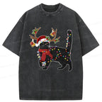 Japanese Black Cat Washed T-Shirt