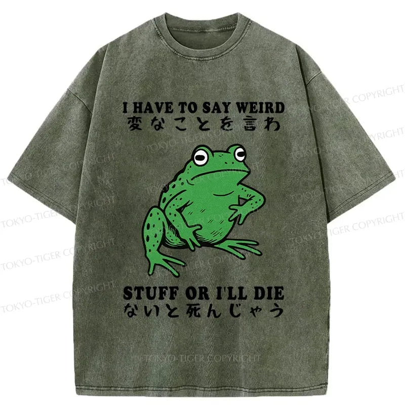 Kyoto-Lion Funny Frog Have To Say Weird Washed T-Shirt