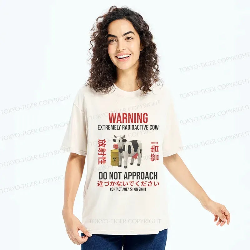 Kyoto-Lion Radioactive Cow Funny Washed T-Shirt