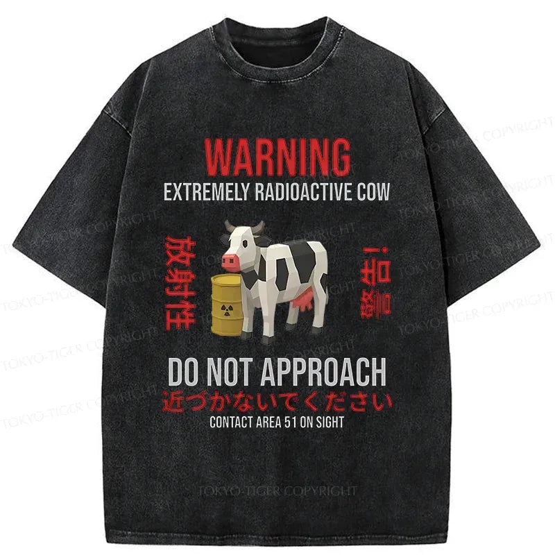 Kyoto-Lion Radioactive Cow Funny Washed T-Shirt