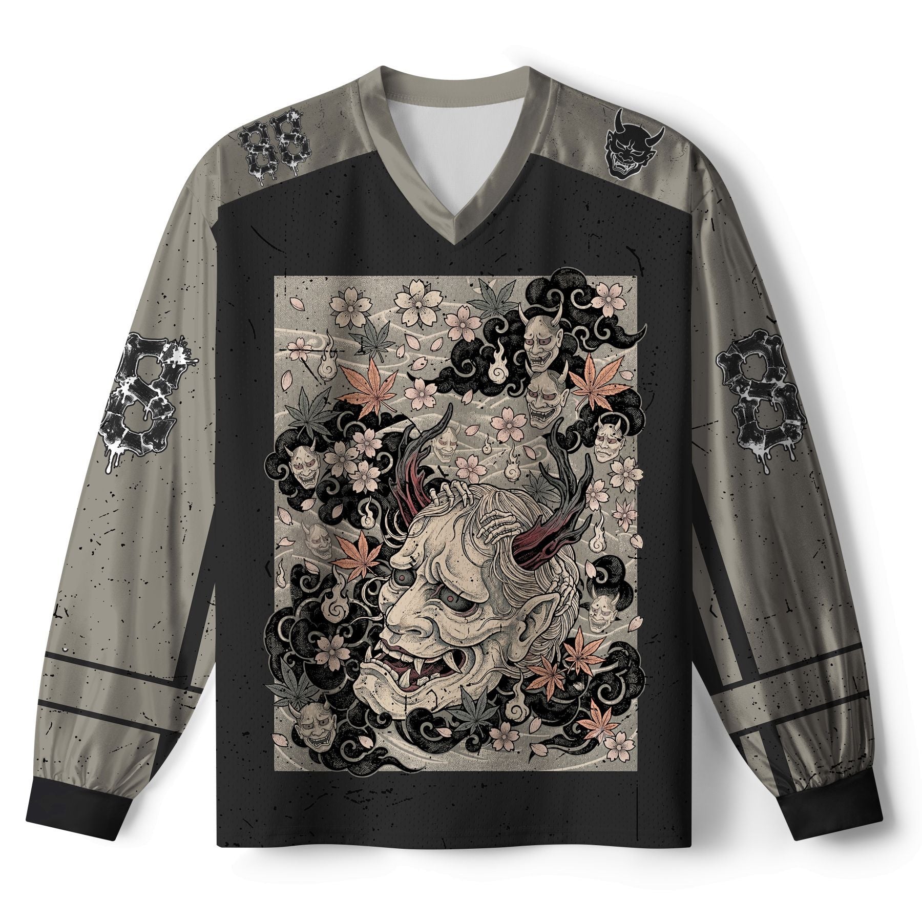 Skull Paneled Mesh Jersey for Streetwear