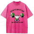 Kyoto-Lion Funny Sushi Weightlifting Fitness Washed T-Shirt