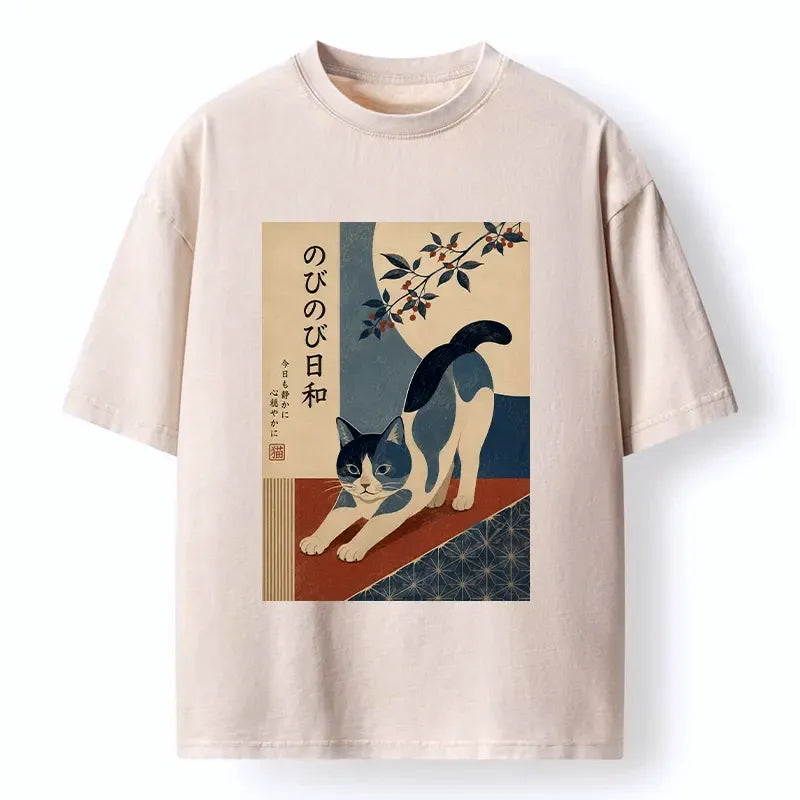 Japanese Cat T-Shirt for Daily Wear