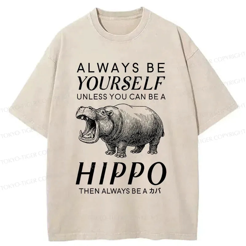 Funny Hippopotamu Washed T-Shirt Best Seller