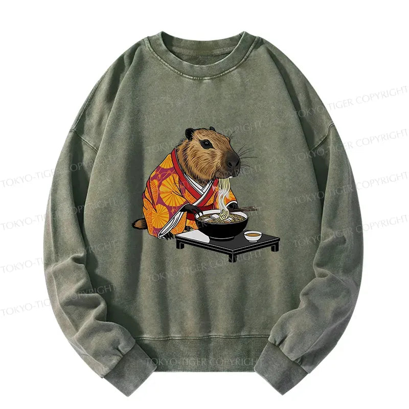 Cute Capybara Ramen Sweatshirt for Streetwear