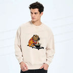 Kyoto-Lion Cute Capybara Eating Ramen Washed Sweatshirt