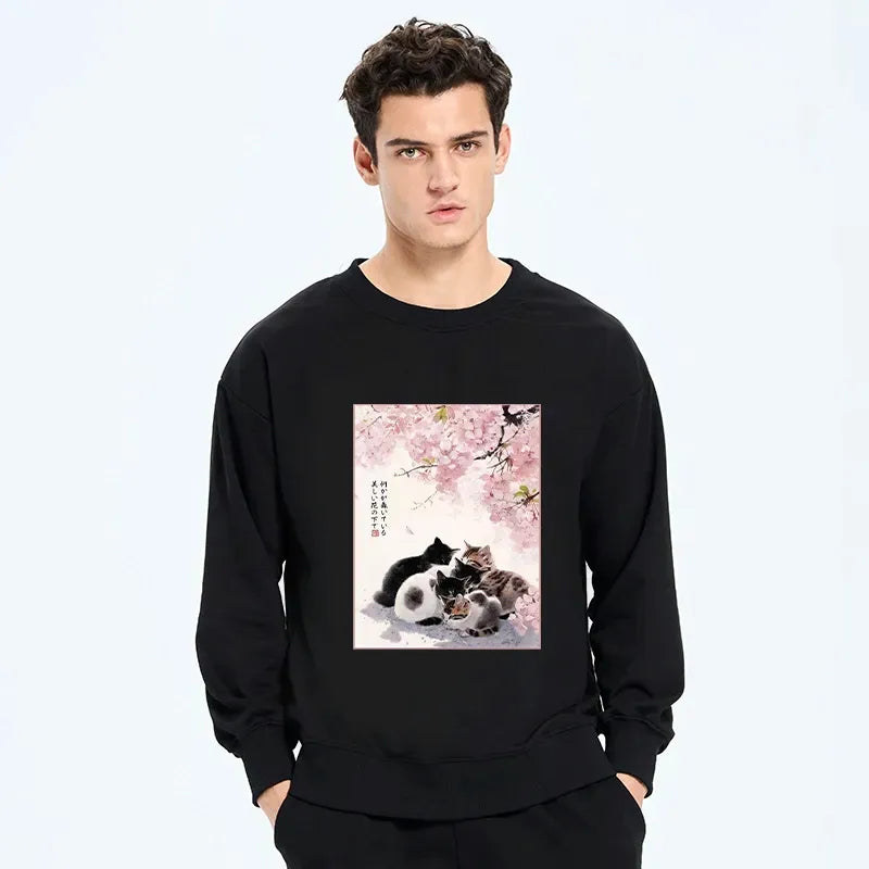 japanese garden cat sweatshirt gift idea