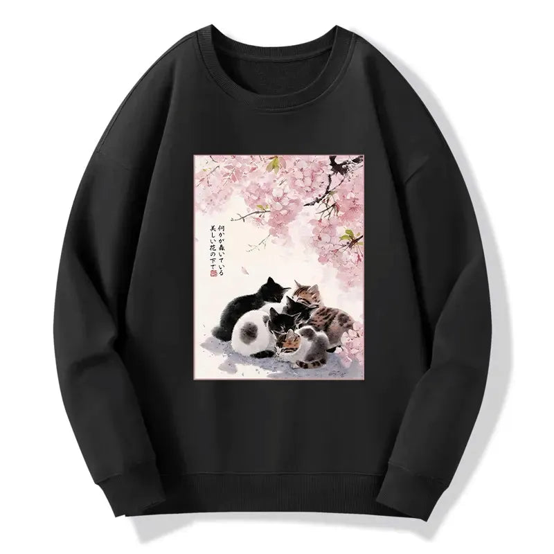 cute cats sakura sweatshirt for summer