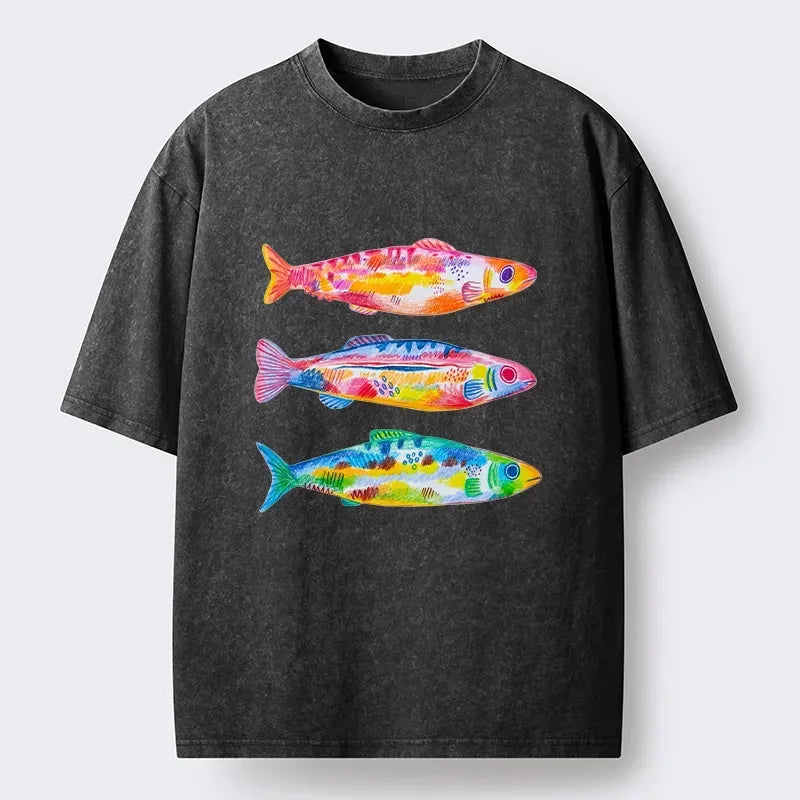 japanese washed fish tee for vacation