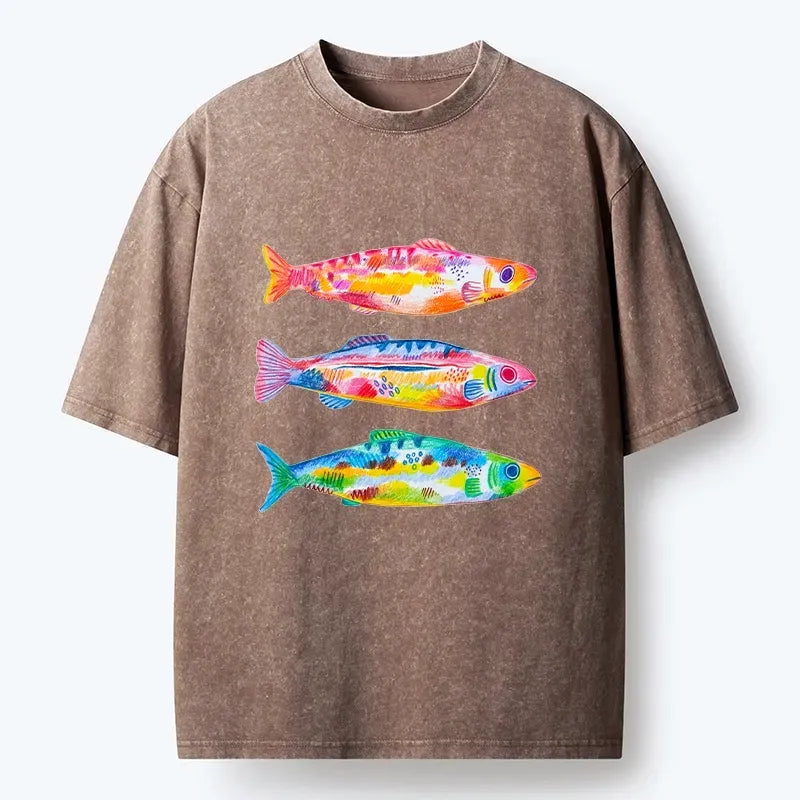 colorful hand drawn fish t-shirt