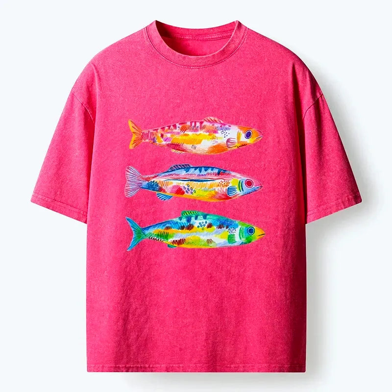 colorful hand drawn fish t-shirt