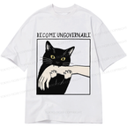 Japanese Black Cat T-Shirt for Daily Wear