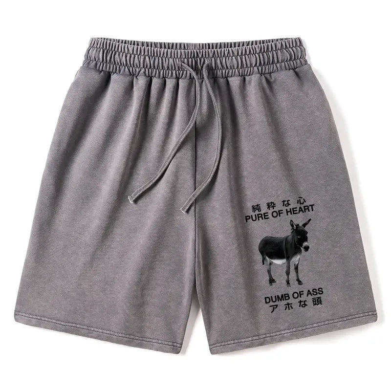 funny kyoto lion washed shorts for summer