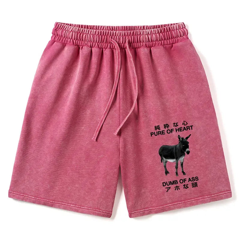 funny kyoto lion washed shorts for summer