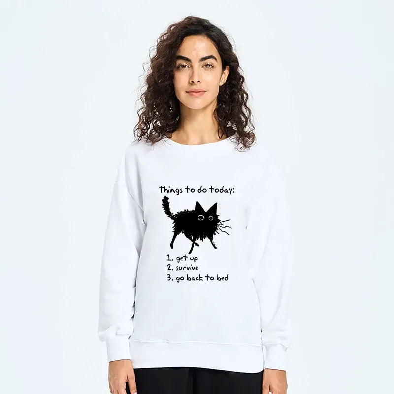 Kyoto-Lion Lazy Cat Survive Day Funny Meme Classic Sweatshirt