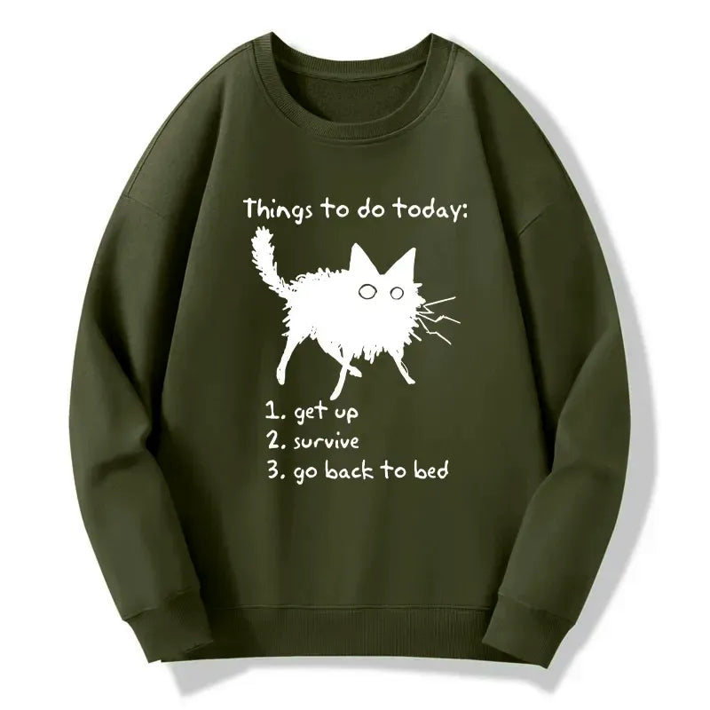 funny lazy cat meme sweatshirt for daily wear