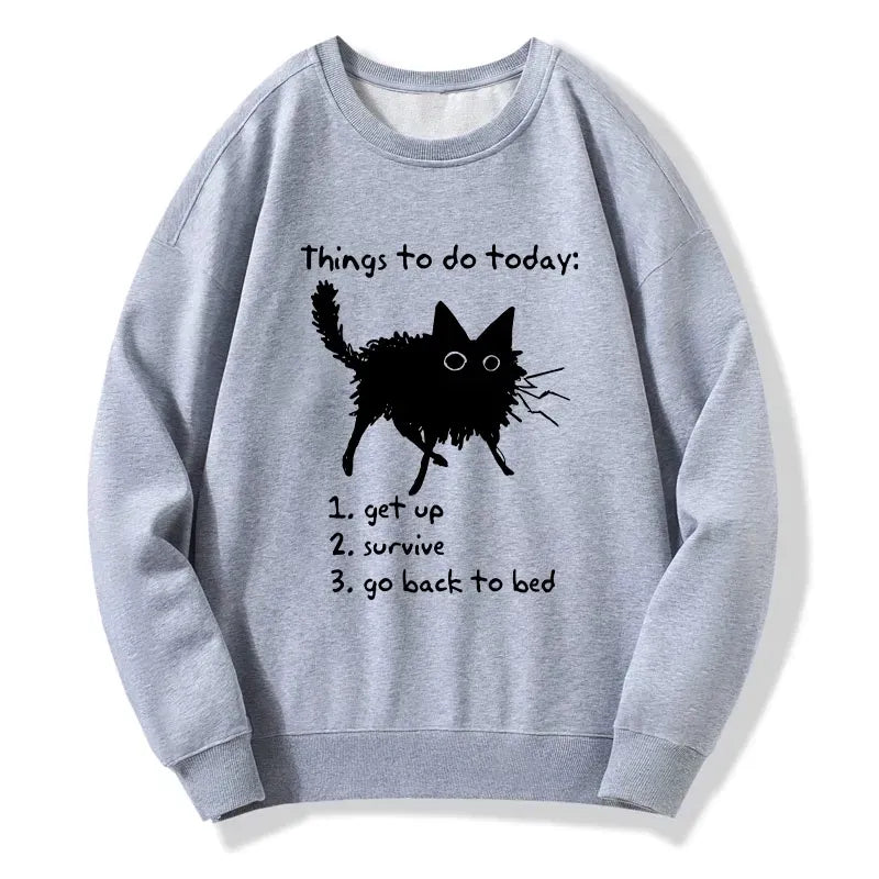 Kyoto-Lion Lazy Cat Survive Day Funny Meme Classic Sweatshirt