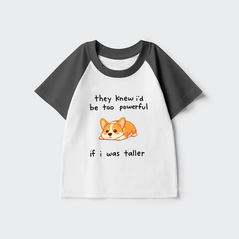Kyoto-Lion Funny Short Dog Joke Kids Raglan T-shirt