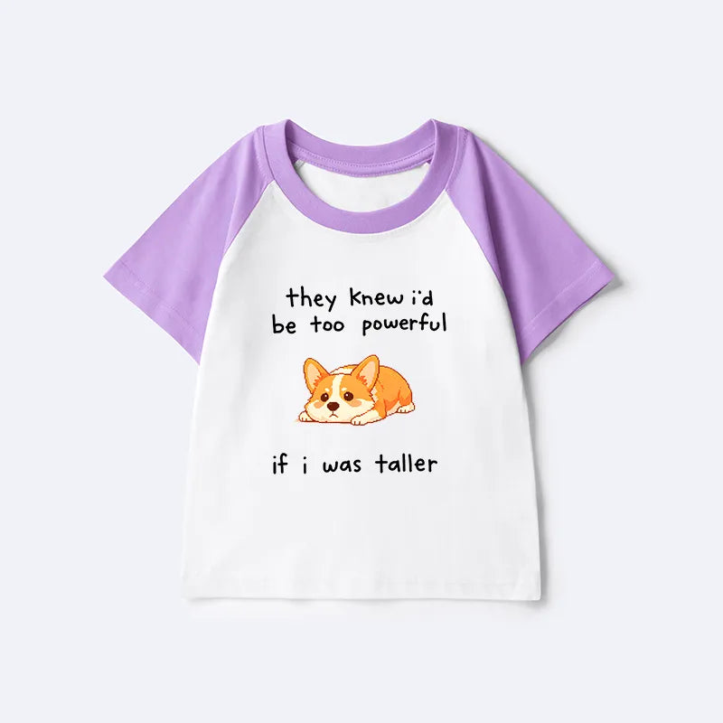 Kyoto-Lion Funny Short Dog Joke Kids Raglan T-shirt